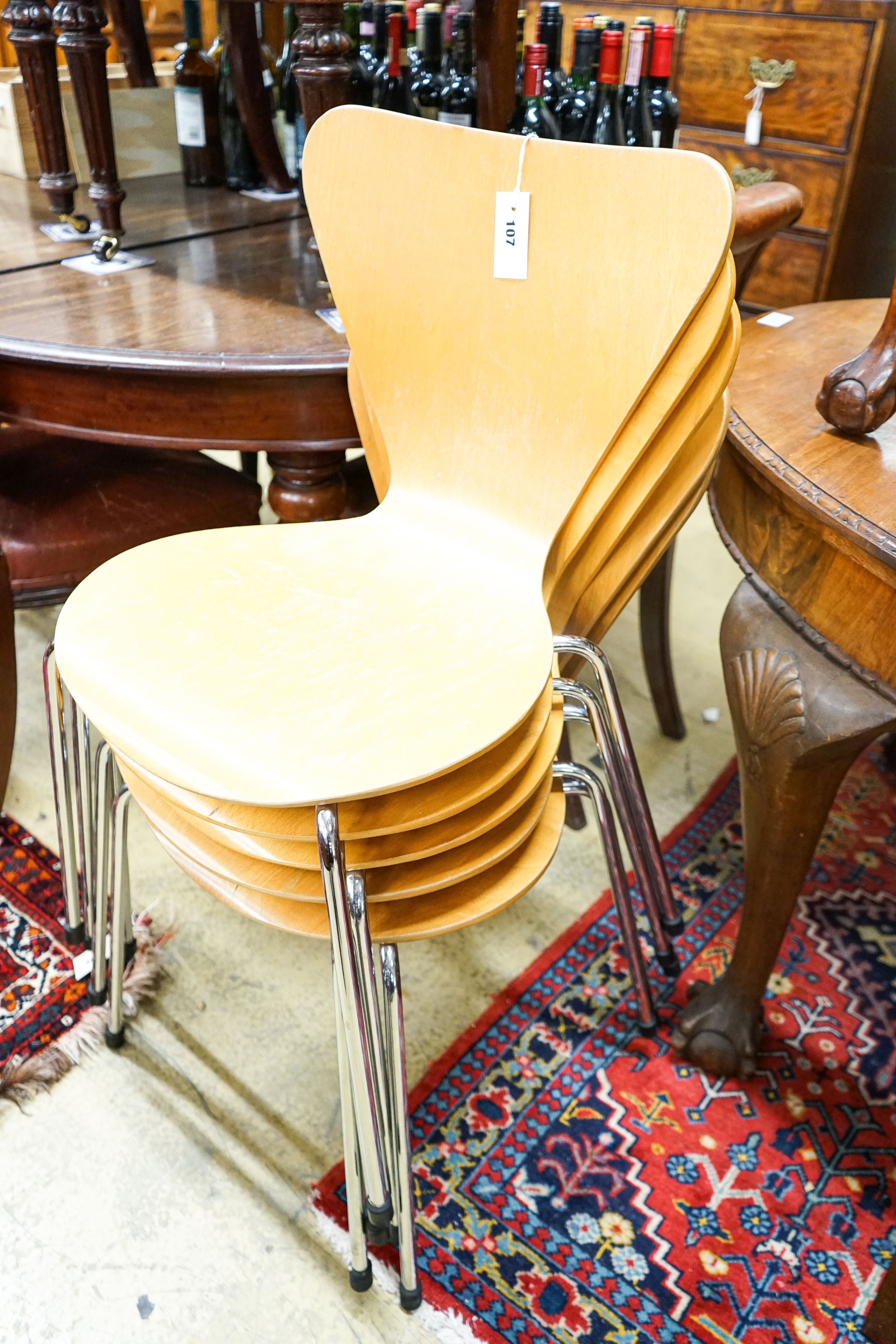 A set of five Arne Jacobsen style chairs